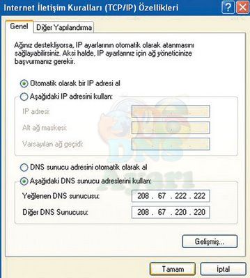 Windows XP DNS Değiştirme Adım 3